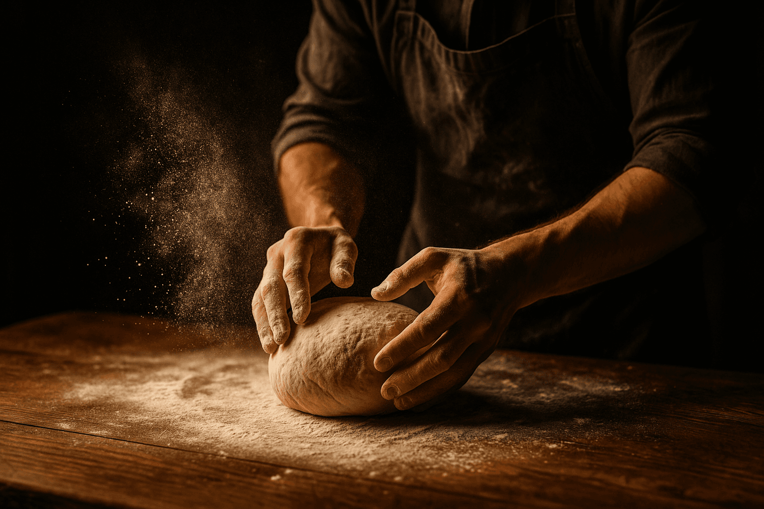 Baker kneading dough